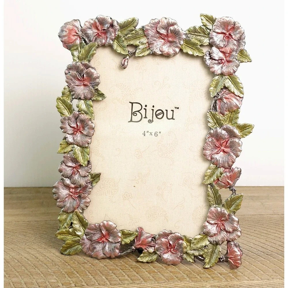 Bijou Picture Frame Flowers Enamel Floral Portrait Frame 4x6